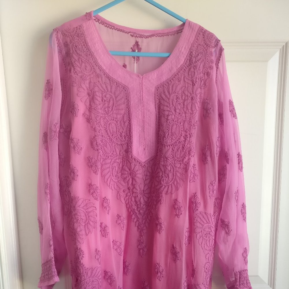 Rose Pink Embroidered Kurta